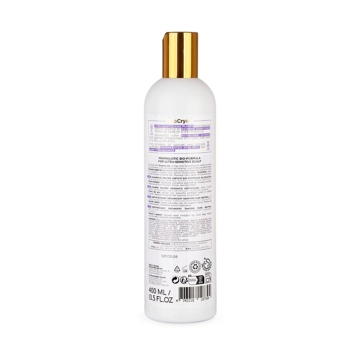 Natura Siberica Organic BioCryo Pure Neutral Sensitive Scalp Shampoo 400ml back packaging
