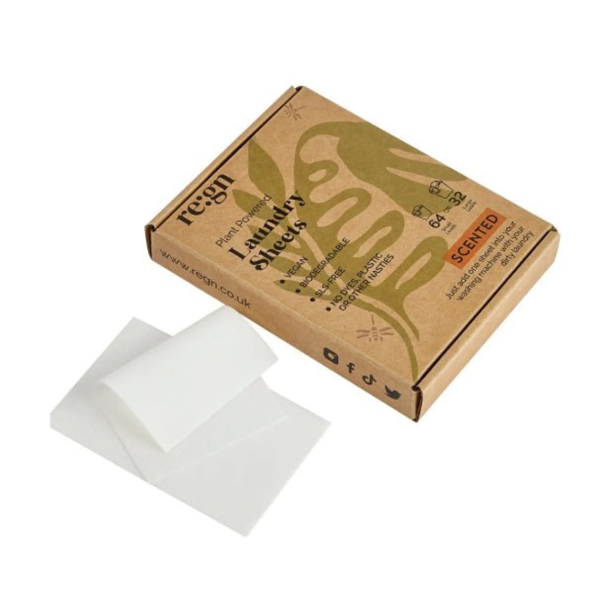 Naturally Scented Laundry Detergent Sheet Pack of 64 front 