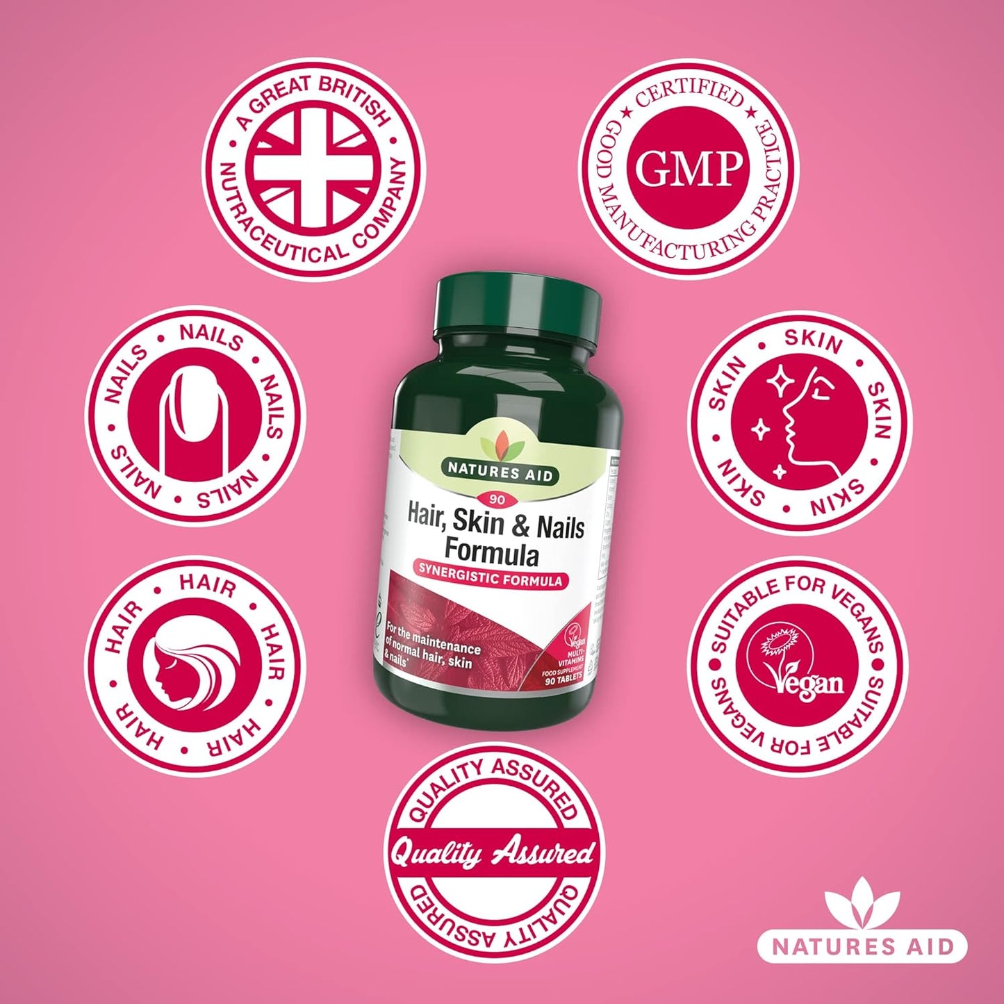 Nature's Aid Hair, Skin and Nails Formula 30 Tablets suitable for vegans