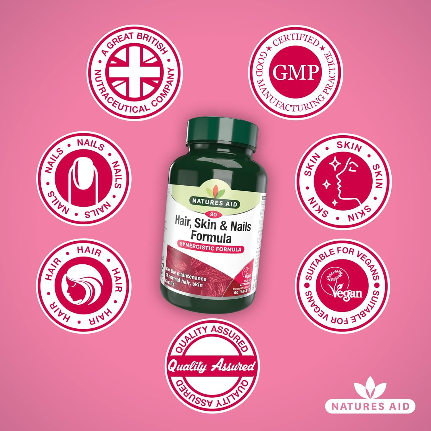 Nature's Aid Hair, Skin and Nails Formula 30 Tablets suitable for vegans