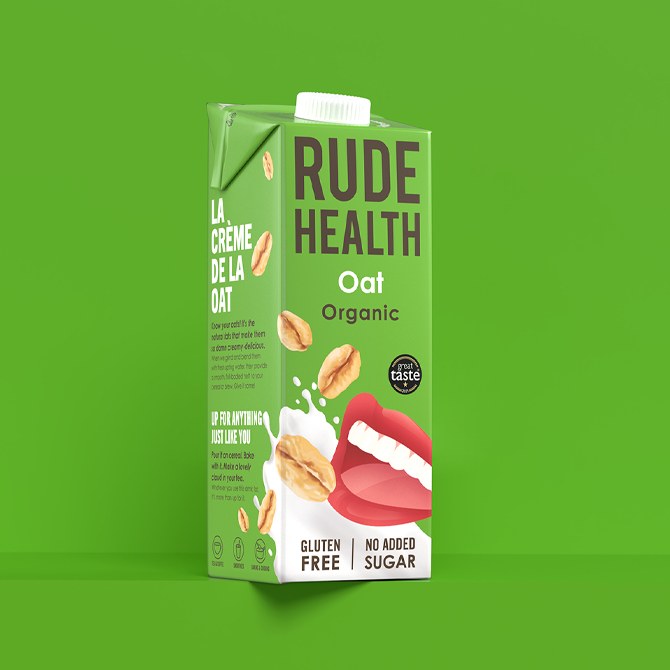 Organic Gluten Free Oat Drink 1L - Rude Health (front pack shot)