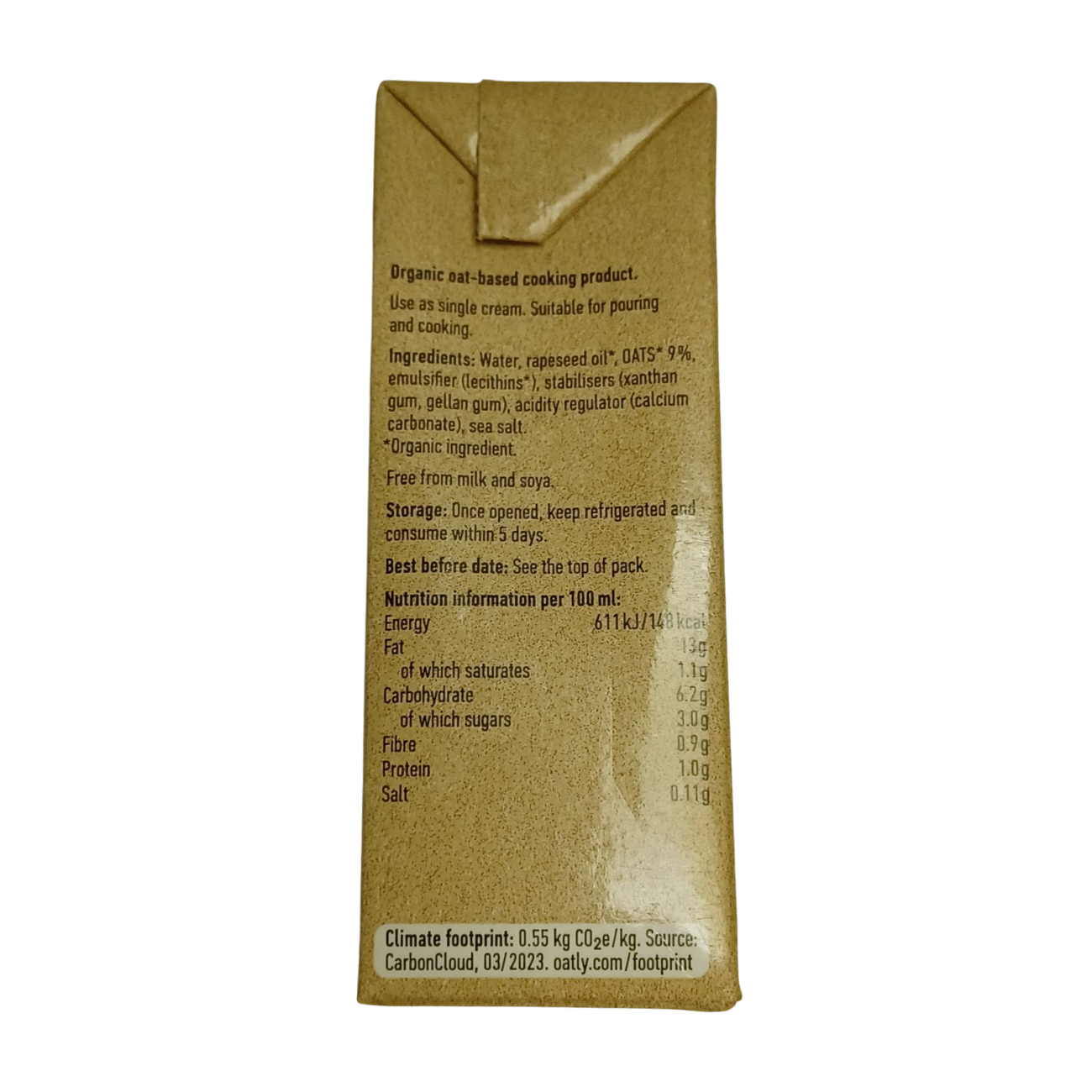 Oatly Organic Oat Cream Alternative 250ml side 1