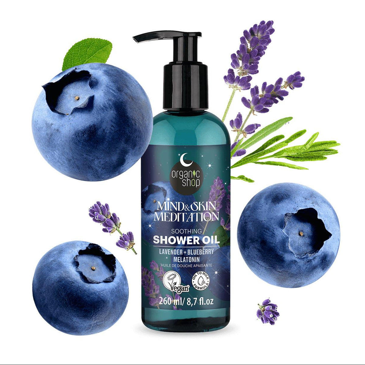 Organic Shop Soothing Shower Oil Mind & Skin Meditation 260ml lifestyle image