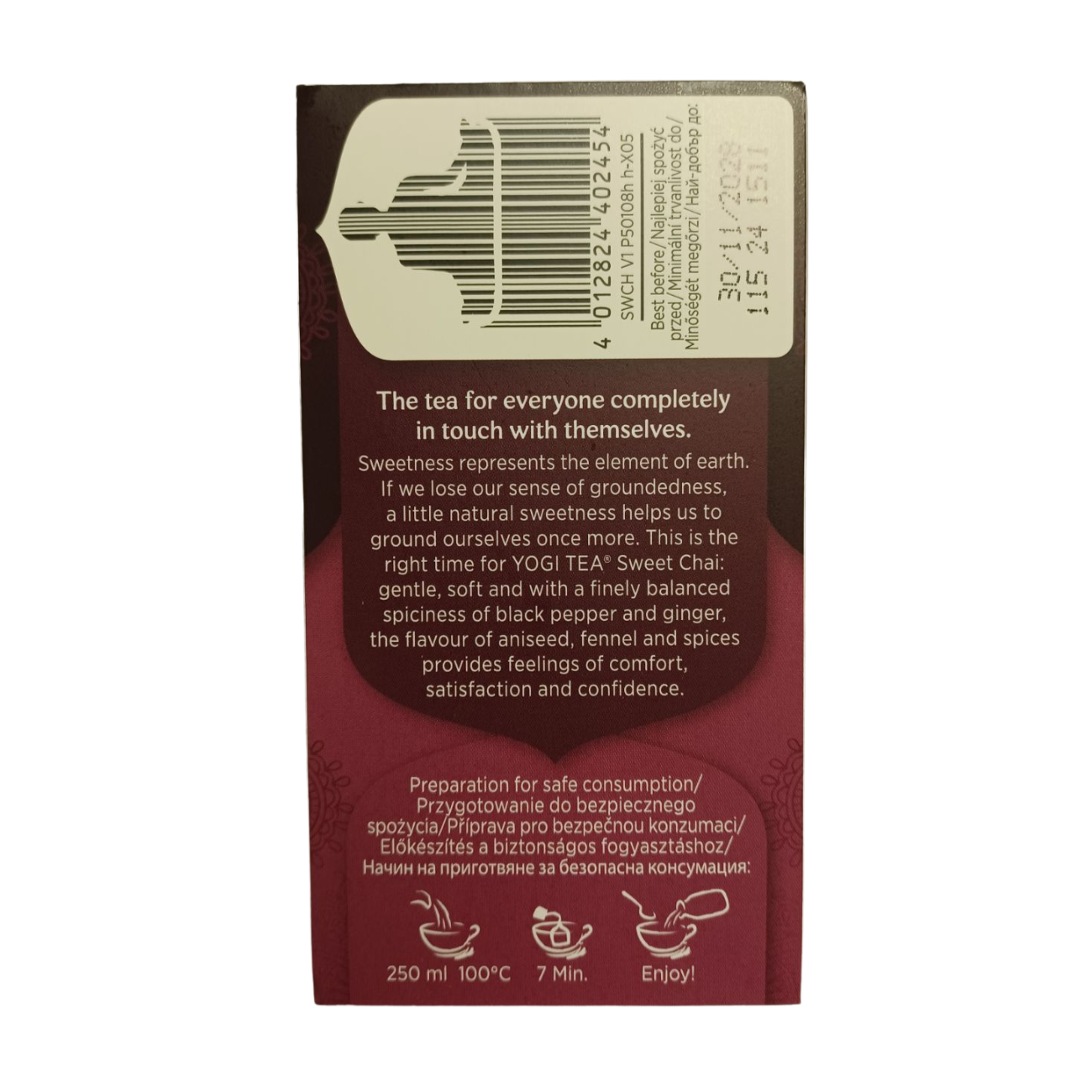 Yogi Tea Organic Sweet Chai Tea 17 Bags side 2 packaging