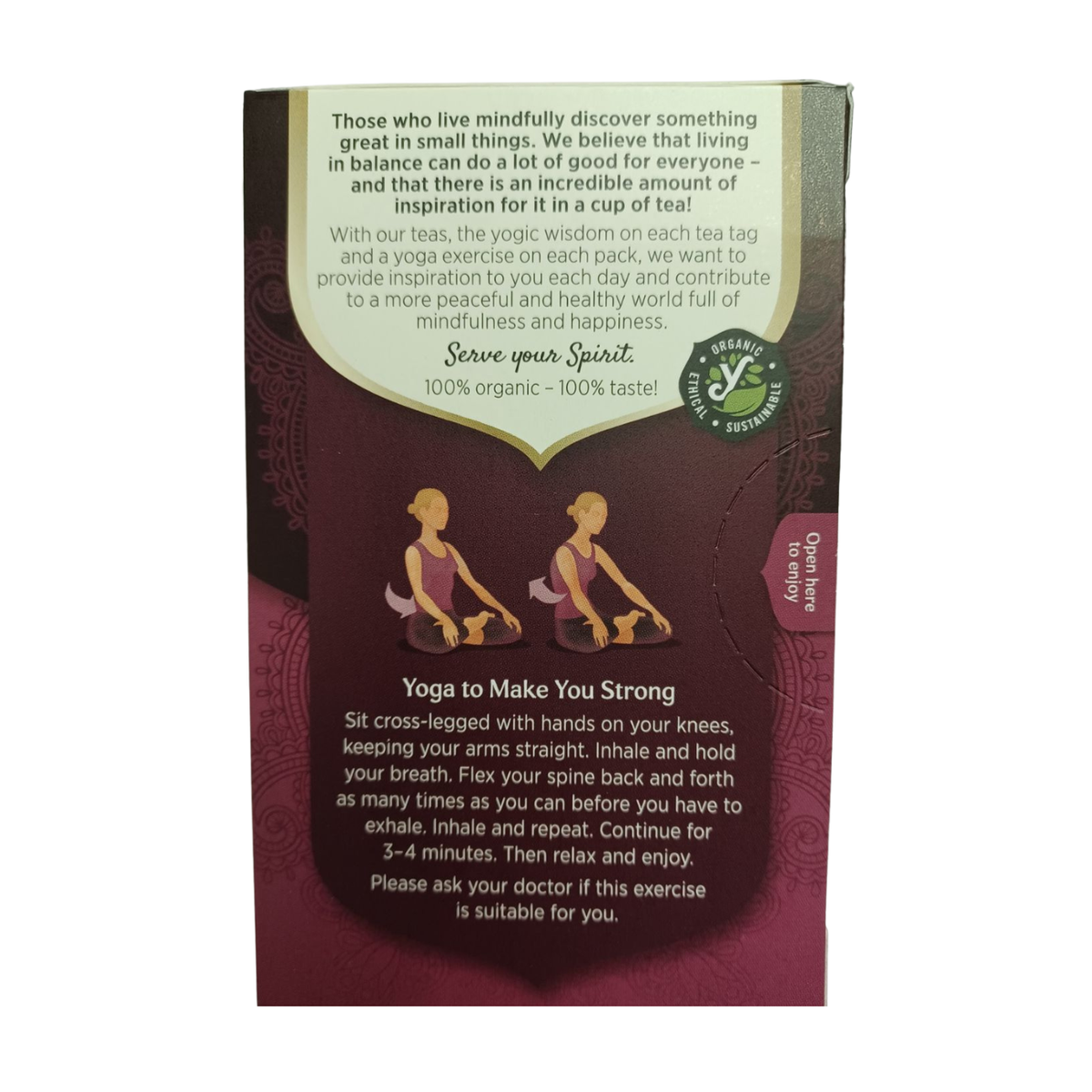 Yogi Tea Organic Sweet Chai Tea 17 Bags back packaging