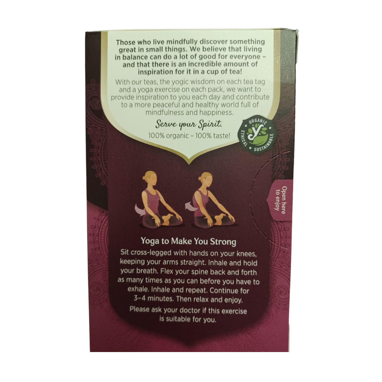 Yogi Tea Organic Sweet Chai Tea 17 Bags back packaging