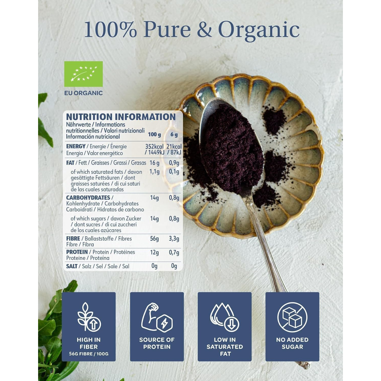 Loov Organic Wild Blueberry Pomace Powder 100g — freeze-dried Nordic bilberry nutrition information