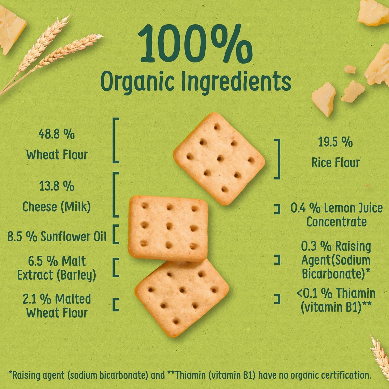 Organix Mini Organic Cheese Crackers Toddler Snack 4 x 20g ingredients