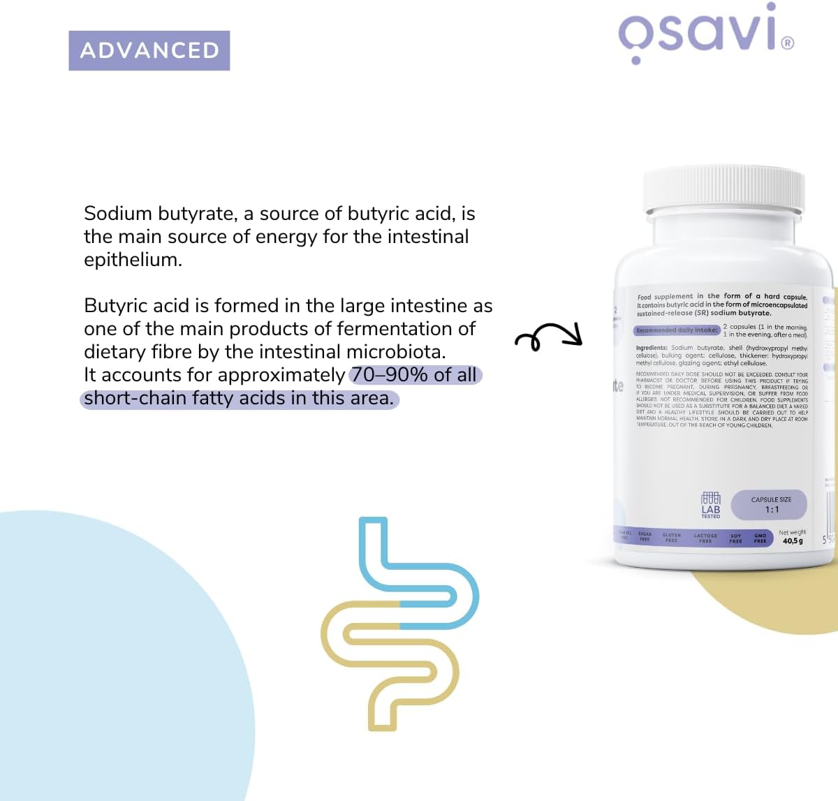 Osavi Sodium Butyrate SR 960mg 120 Capsules — sustained-release gut health supplement 
