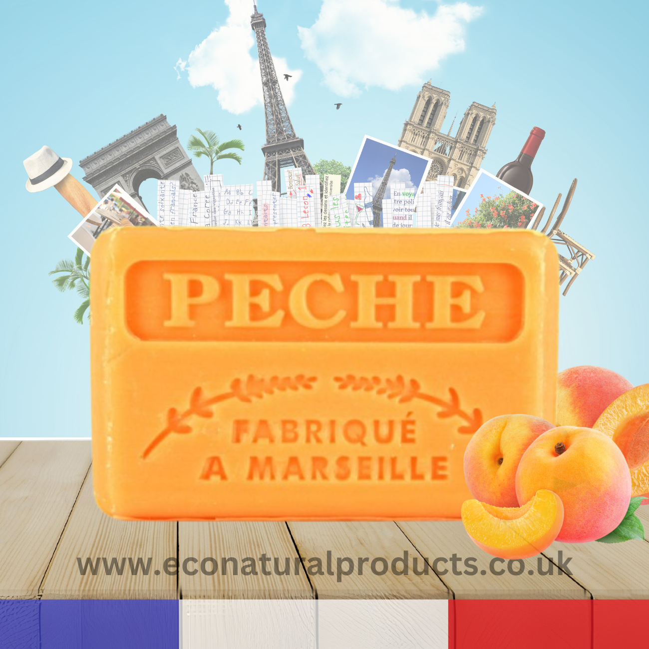 French Marseille Soap Peche (Peach) 125g