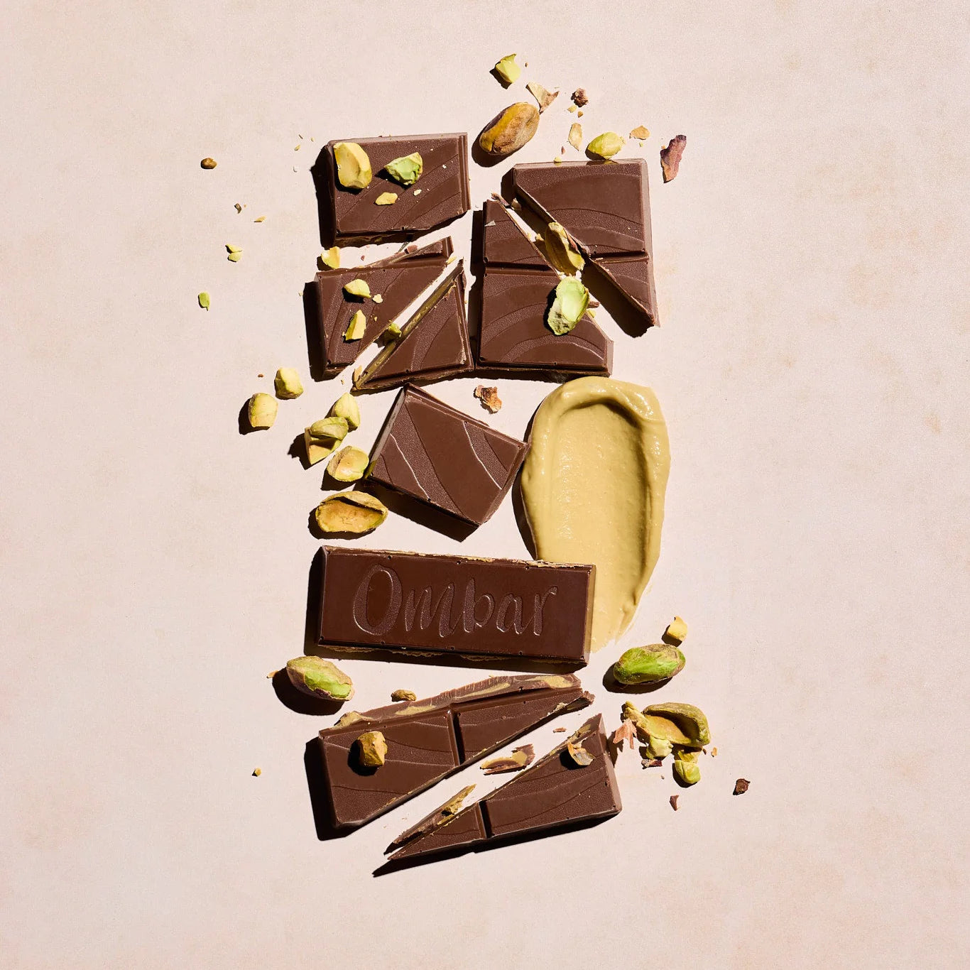 Ombar Pistachio Centres Chocolate Bar 70g actual product