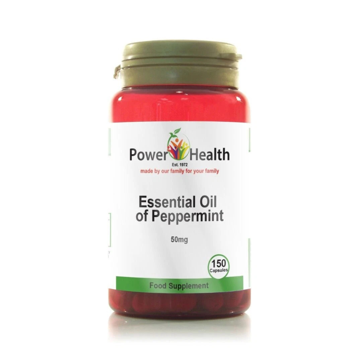 Power Health Peppermint Oil 50mg 150 Capsules front packaging 