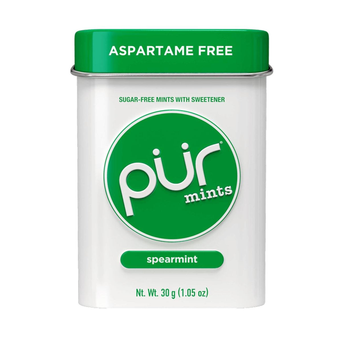 Pur Spearmint Mints Tin 30g front packaging