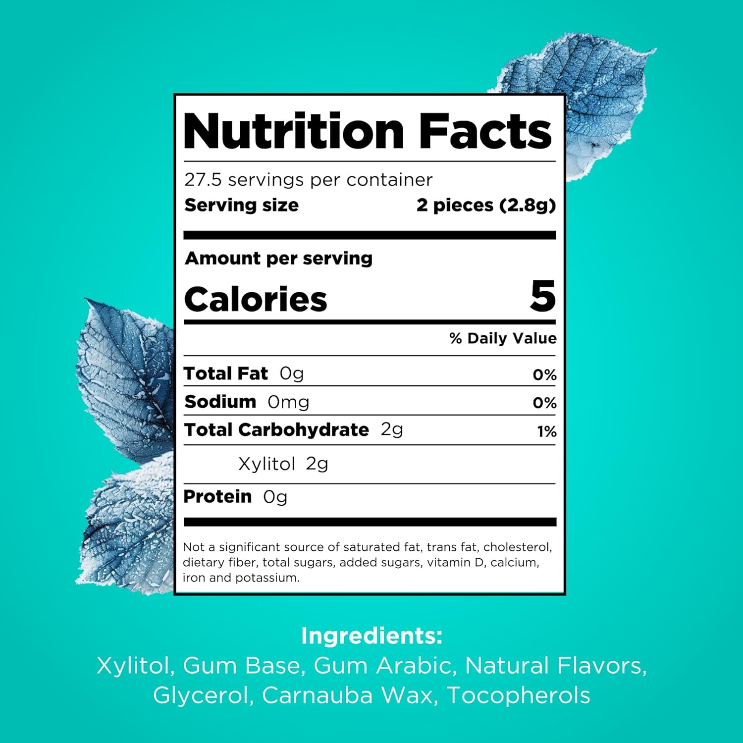 Pur Wintergreen Gum Bag 55 Pieces nutrition facts