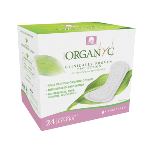 Organyc Cotton Panty-liners Light Flow Individually wrapped Box of 24 rotating product images