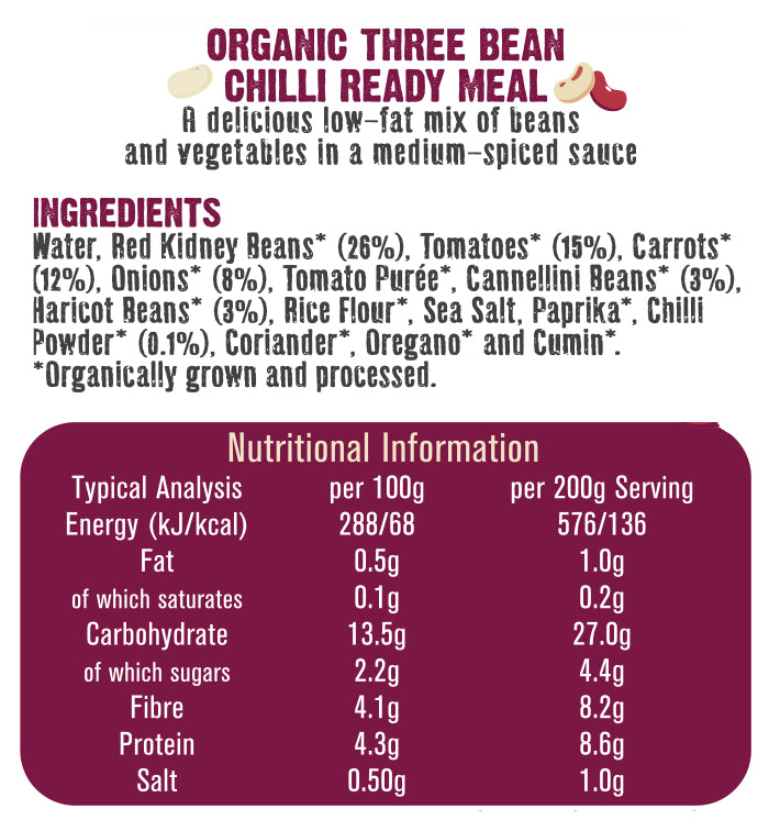 Organic Three Bean Chilli 400g