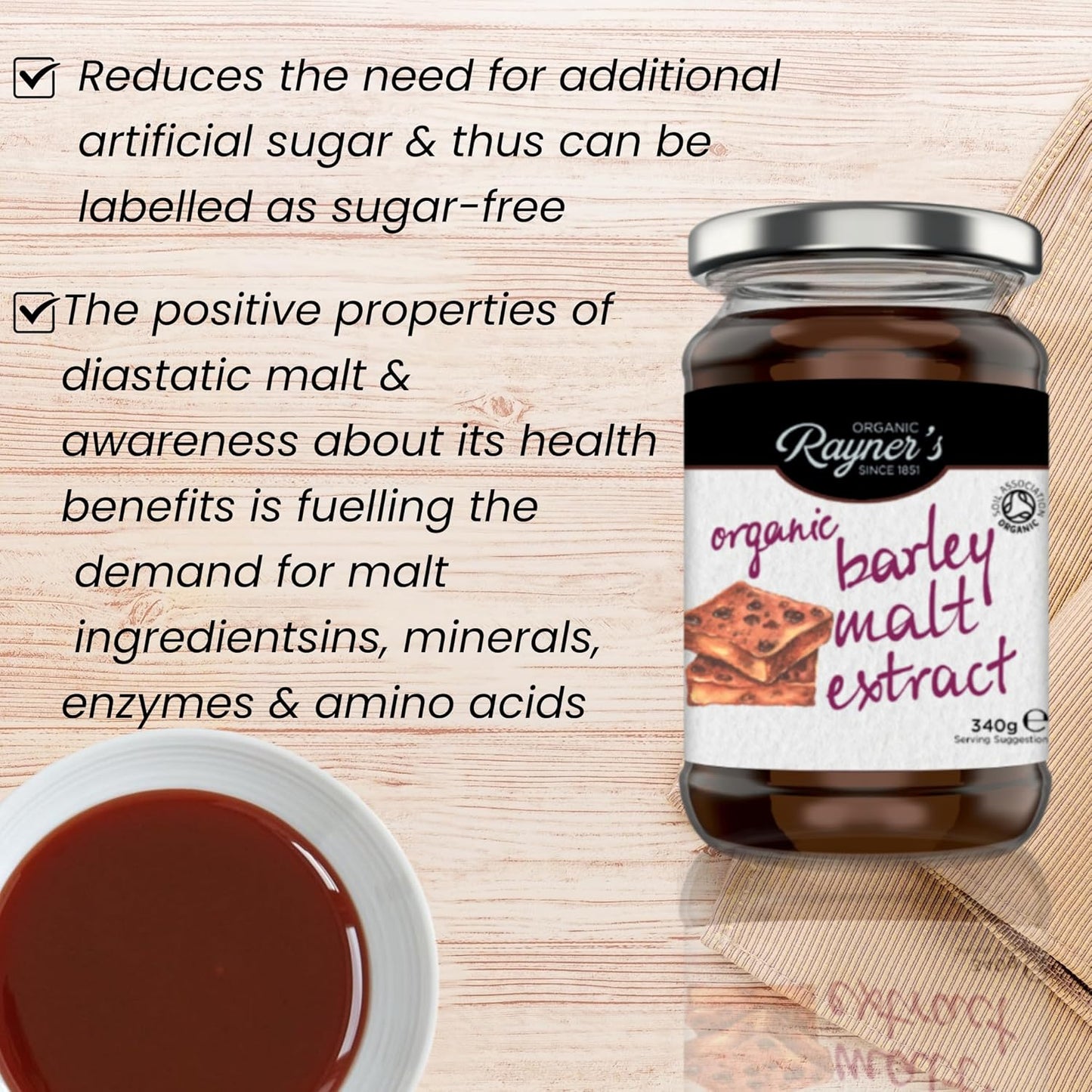 Rayners Essentials Organic Malt Extract 340g benefits 