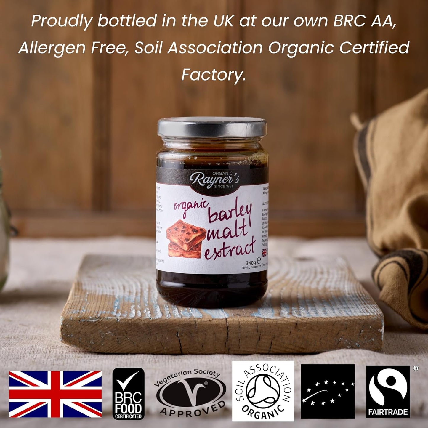 Rayners Essentials Organic Malt Extract 340g certifications