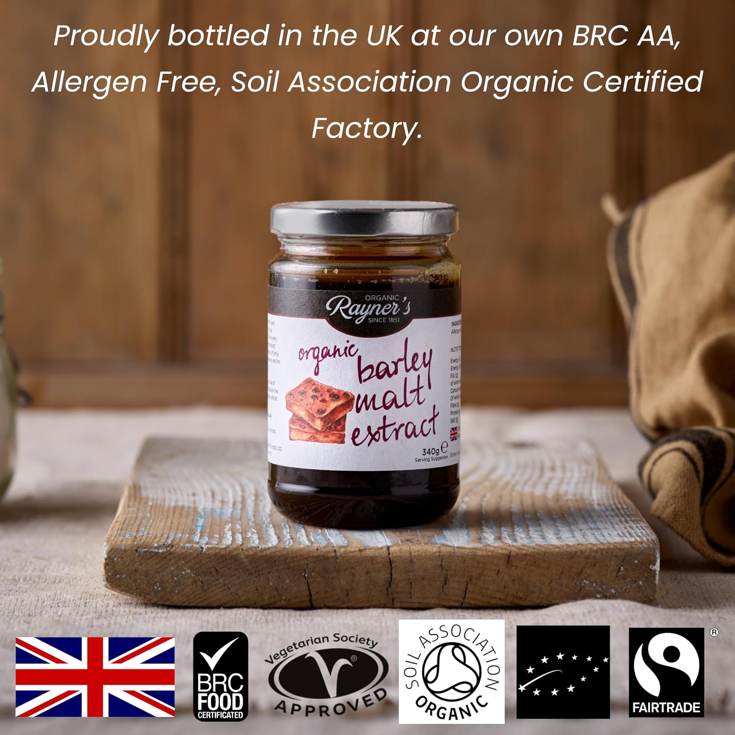 Rayners Essentials Organic Malt Extract 340g certifications