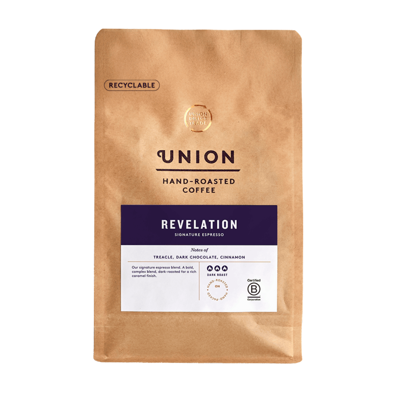 Union Roasted Coffee Revelation Espresso Bean 500g front packaging