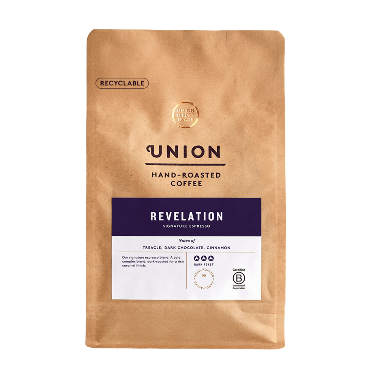 Union Roasted Coffee Revelation Espresso Wholebean Coffee 200g front packaging