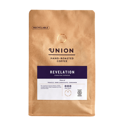 Union Roasted Coffee Revelation Espresso Wholebean Coffee 200g front packaging