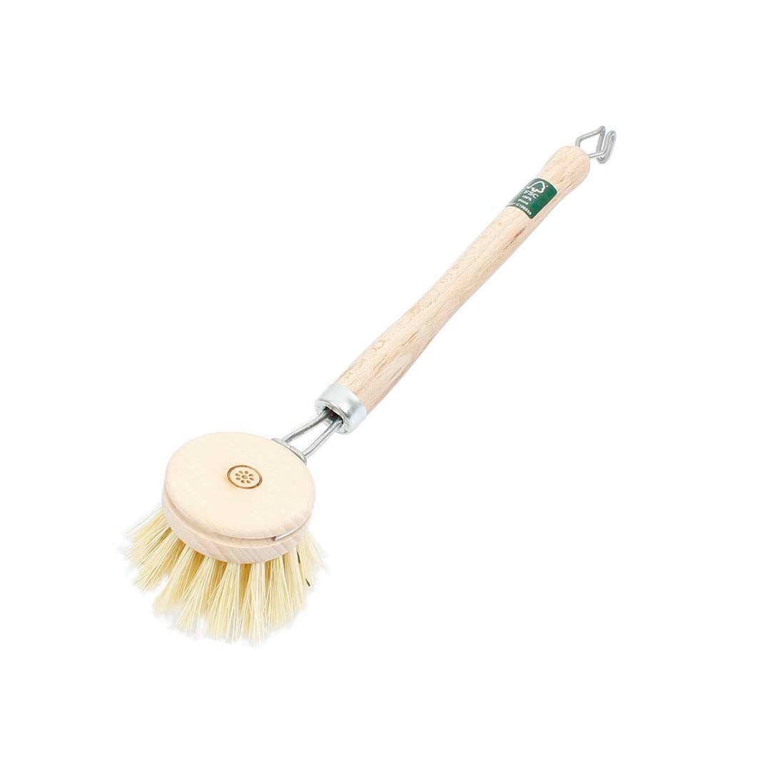 Wooden Dish Brush Plant Based Bristles — plastic-free, FSC beechwood, 23.5cm