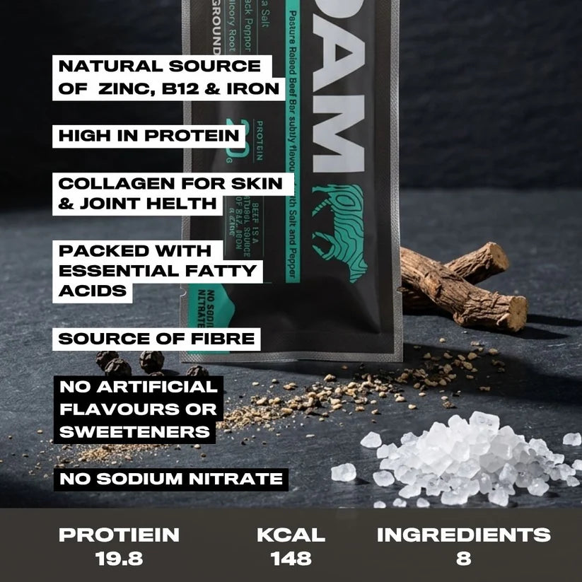 Roam Beef Bar Salt, Pepper & Porcini Mushroom 45g high in protein