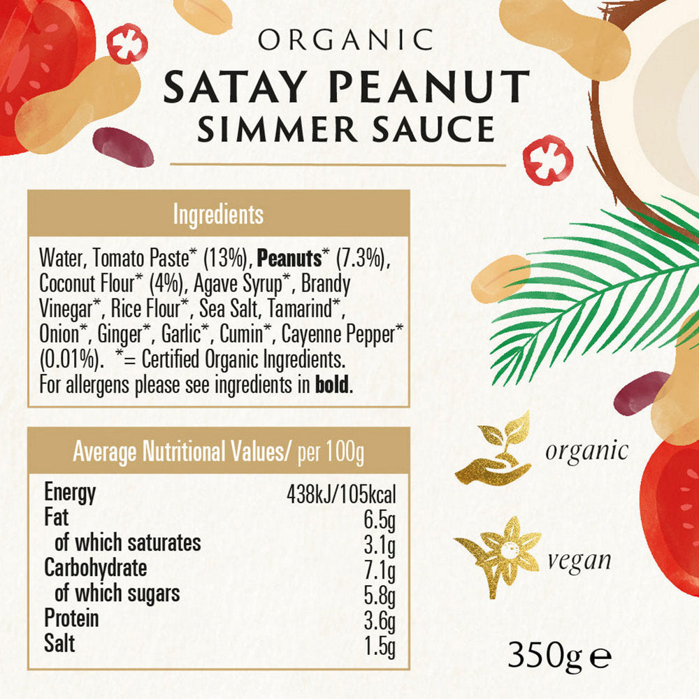 Satay Spicy Peanut Simmer Sauce Organic 350g