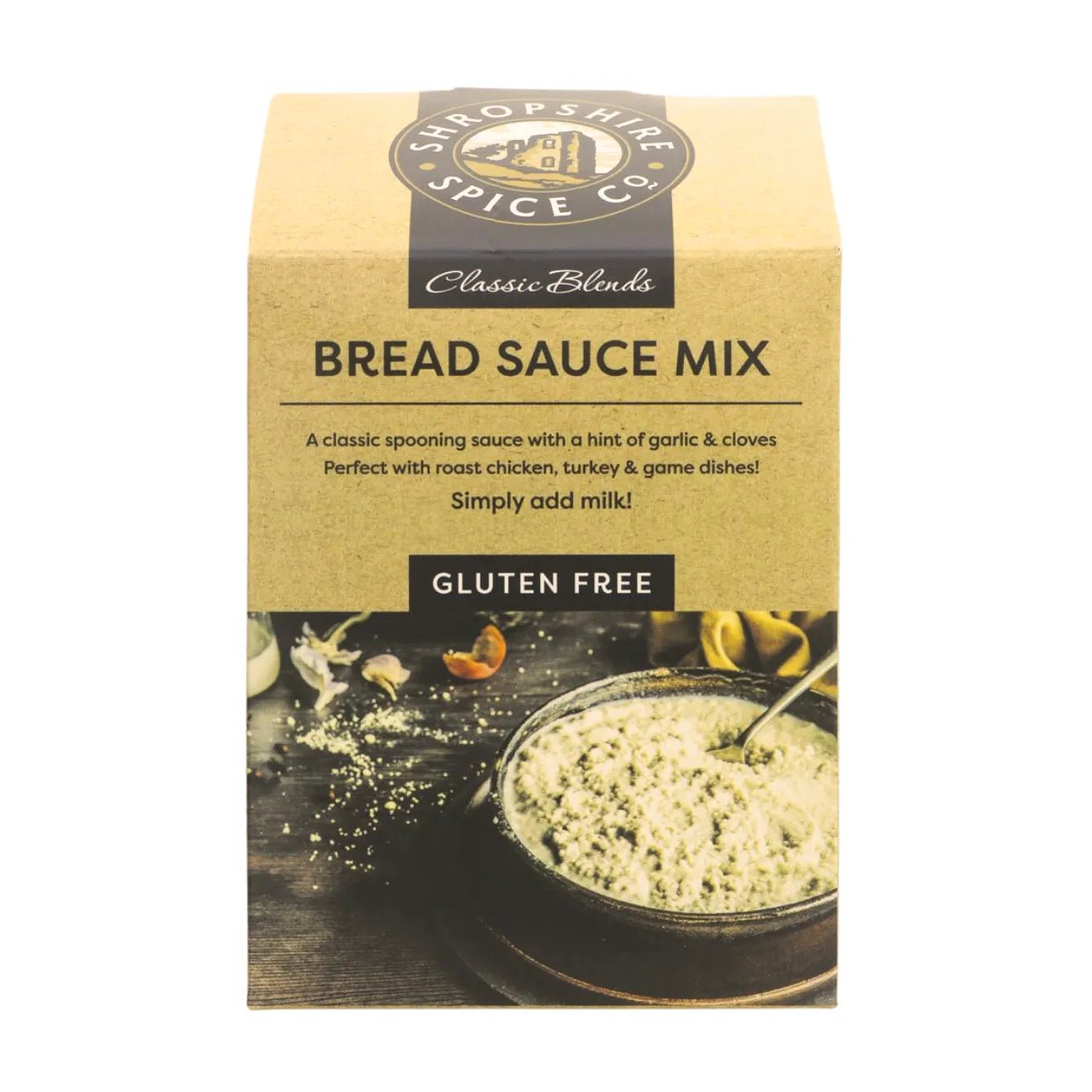 Shropshire Spice Gluten Free Bread Sauce Mix 100g – Front Packaging