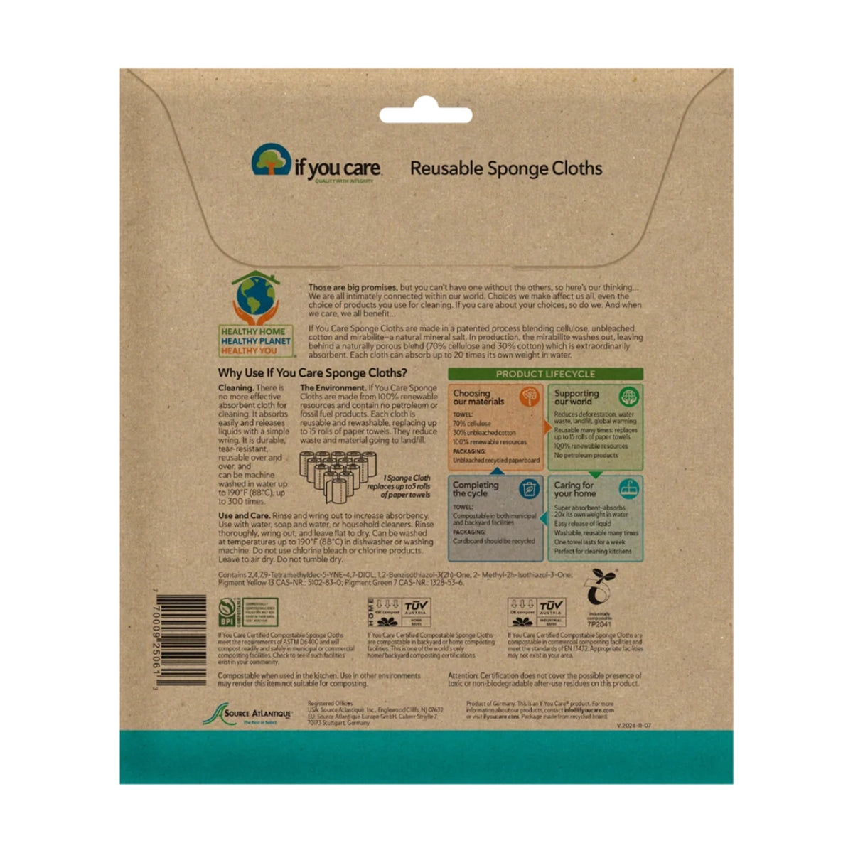 If You Care Sponge Cloths 5 Pack back packaging
