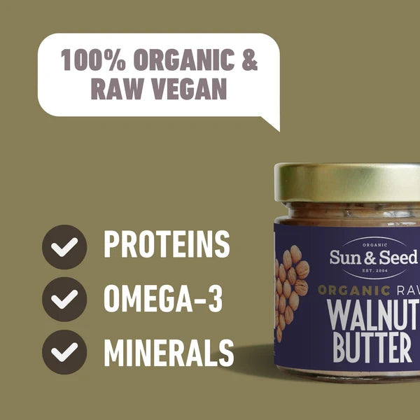 Sun & Seed Raw Organic Walnut Butter 200g Organic & Raw Vegam