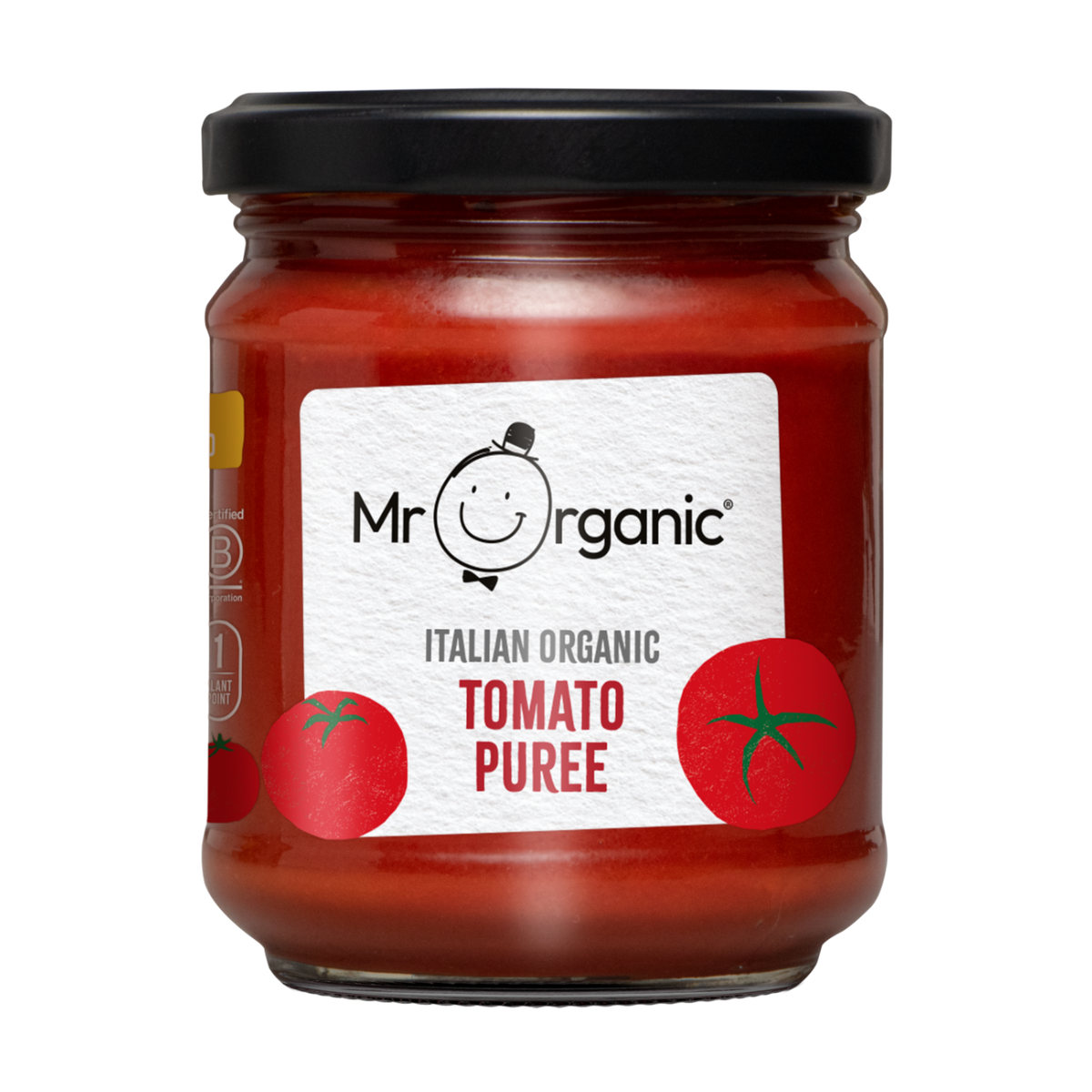 Mr Organic Tomato Puree Jar 200g front packaging