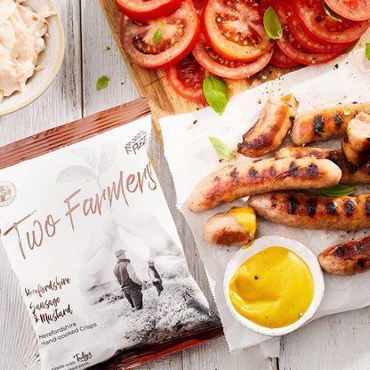 Two Farmers Herefordshire Sausage & Mustard Hand-cooked Crisps 150g lifestyle image old packaging