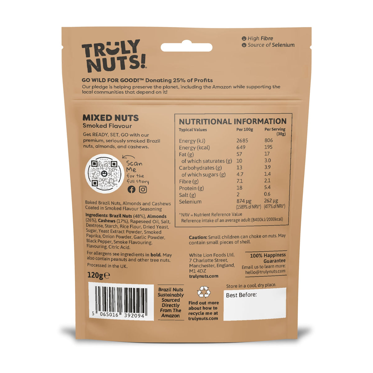 Smoked Flavour Mixed Nuts 120g - Truly Nuts! back