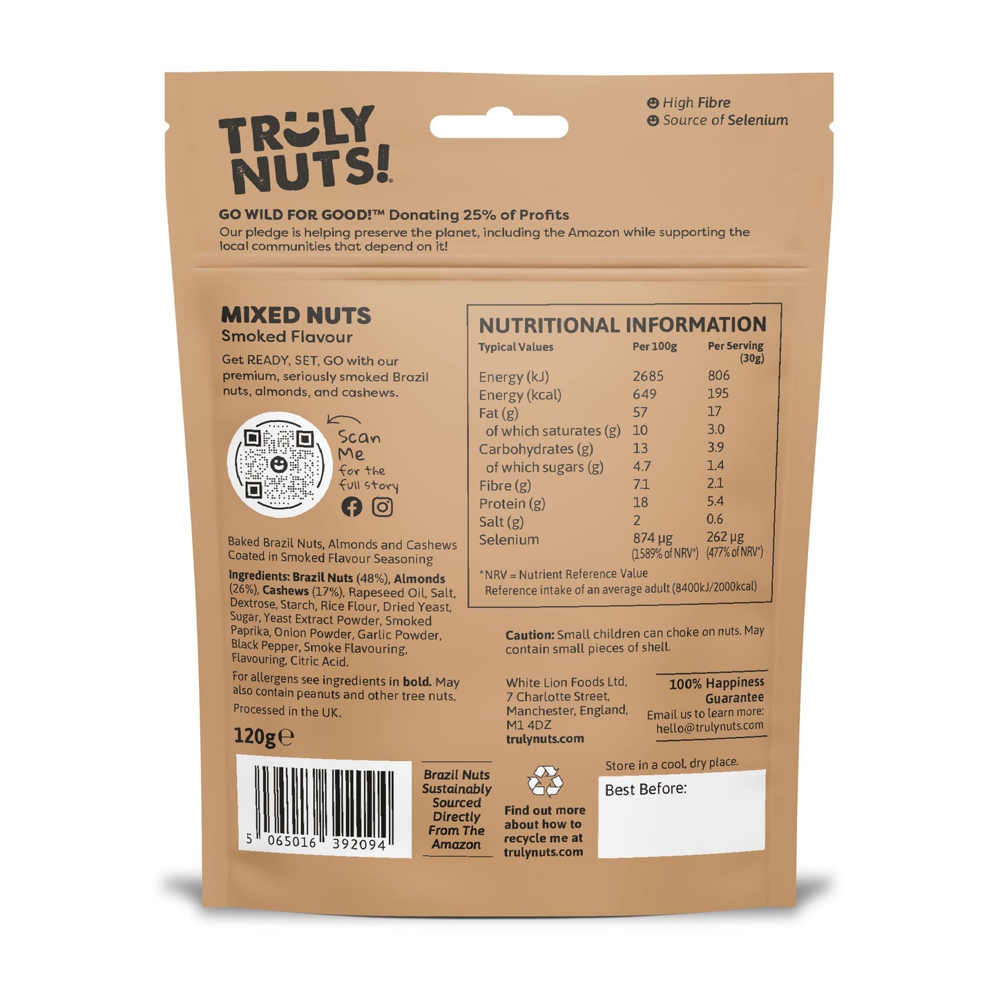 Smoked Flavour Mixed Nuts 120g - Truly Nuts! back