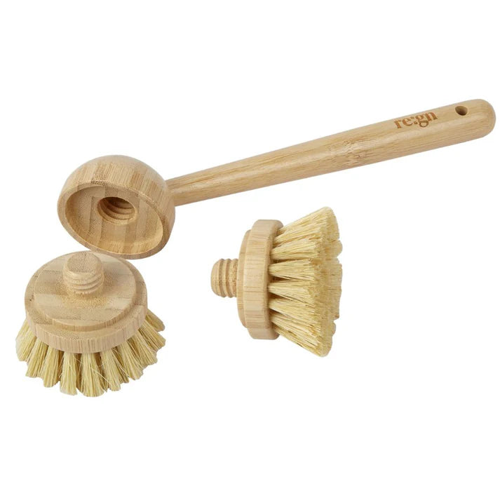 Modular Bamboo Dish Brush/Replacement Head — Sisal & Coconut Bristles