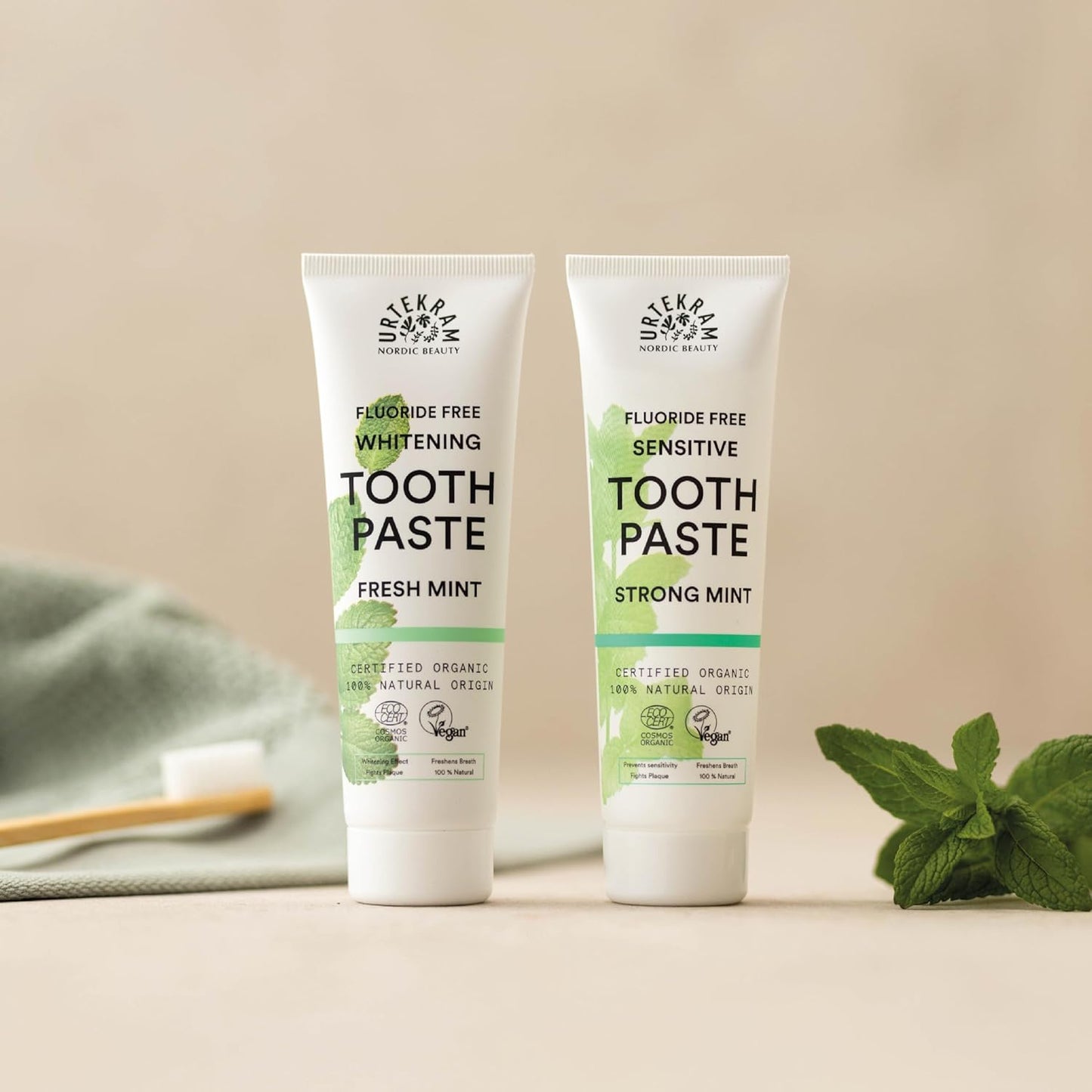Urtekram Fresh Mint Whitening Toothpaste 75ml lifestyle image