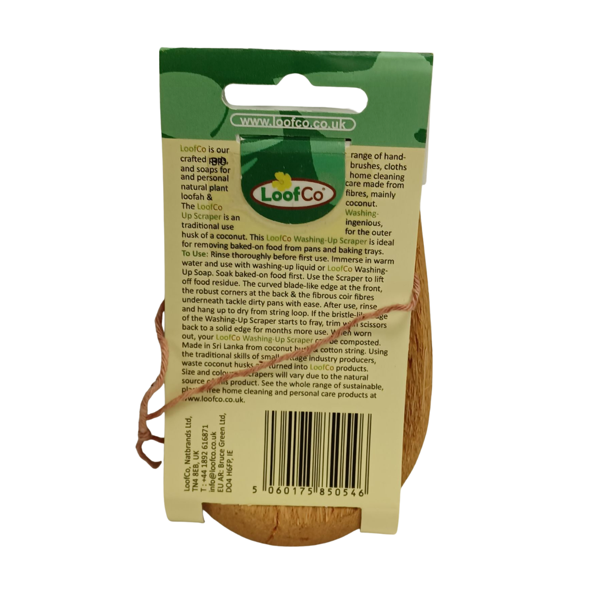 Loof Co Washing-Up Scraper Coconut Husk back packaging