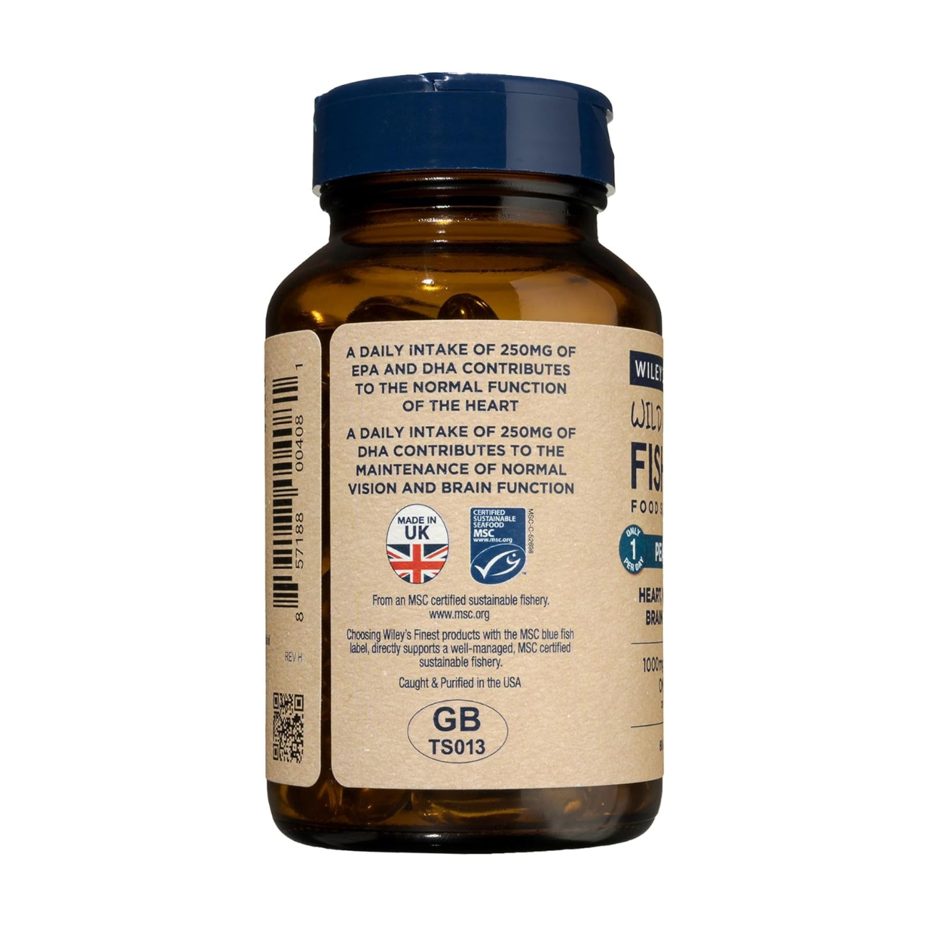 Wiley's Finest Wiley's Finest Wild Alaskan Fish Oil Peak EPA 60 Capsules — 750mg EPA  side 2 packaging