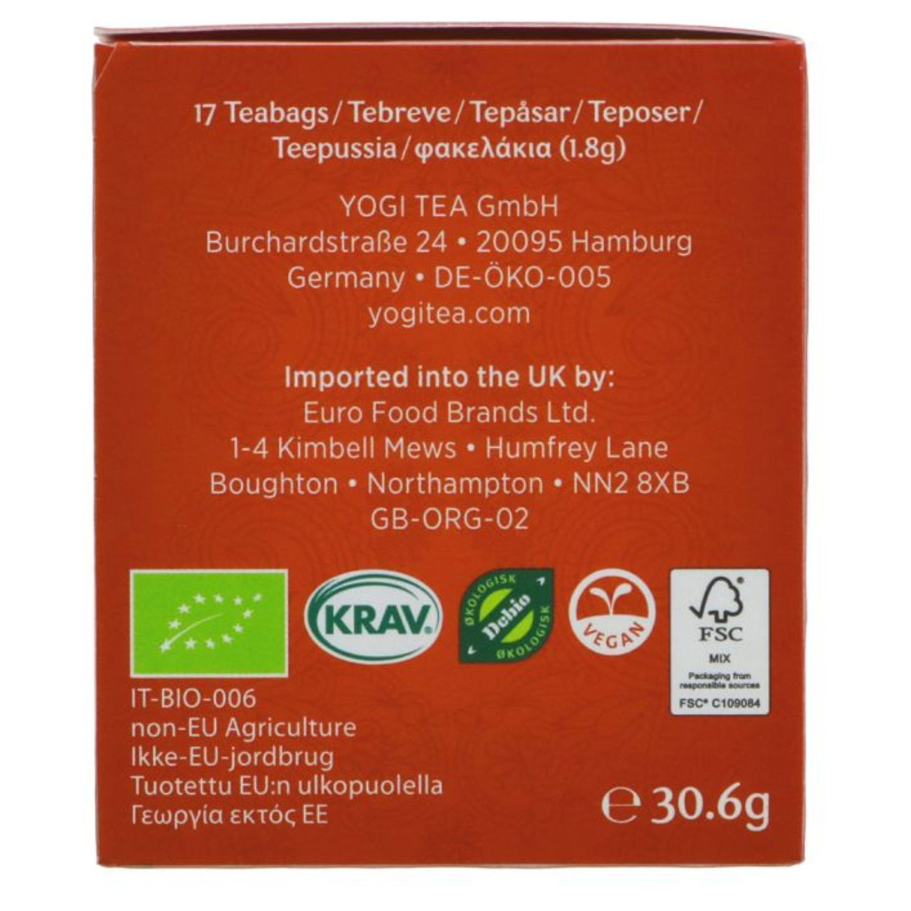 Yogi Tea Organic Bedtime Rooibos Vanilla Herbal Tea 17 Bags side image 5