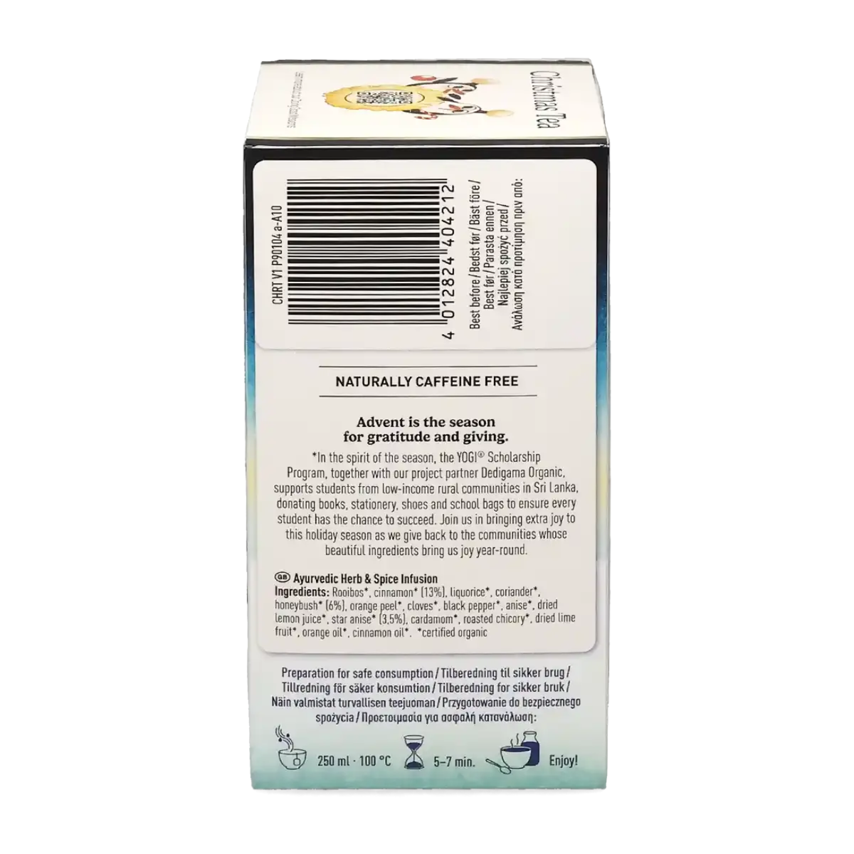 Yogi Tea Organic Christmas Tea 17bag side packaging 