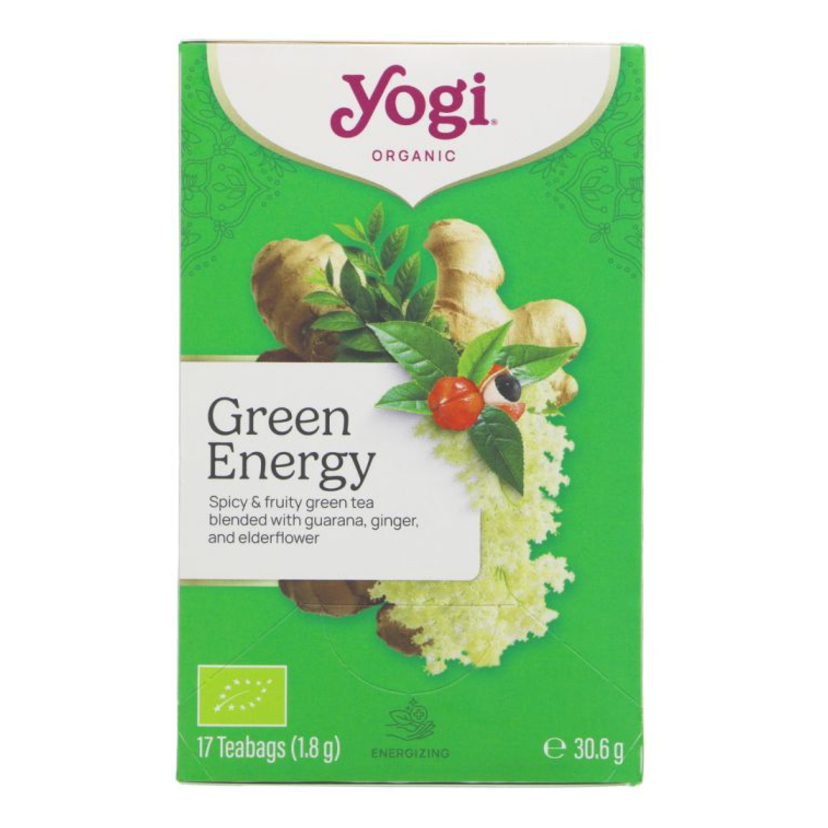 Yogi Tea Organic Energy Green Tea 17 Bags front packaging 