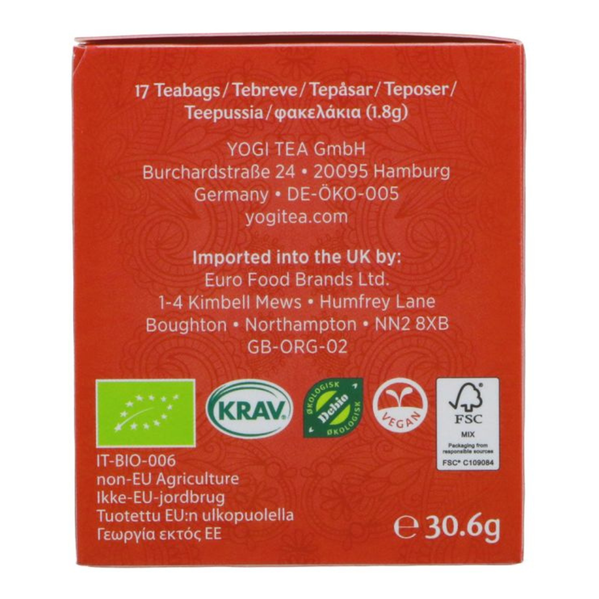 Yogi Tea Organic Positive Energy Cranberry Hibiscus Black Tea 17 Bags side image 5