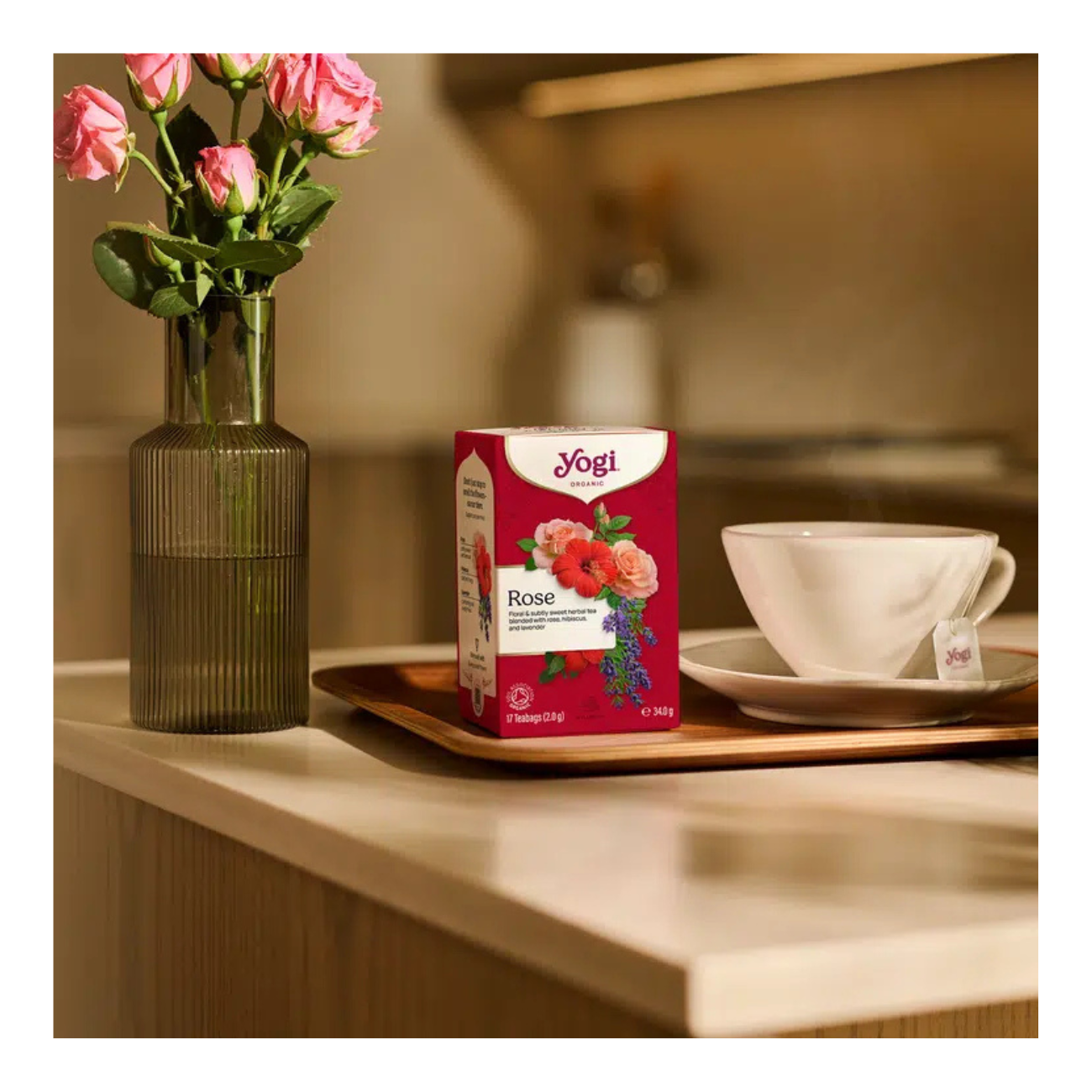 Yogi Tea Organic Rose Herbal Tea 17 Bags lifestyle image