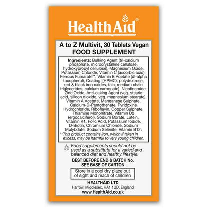 A to Z Multivit 90 Tablets - HealthAid - Food Supplement - Eco Natural Products