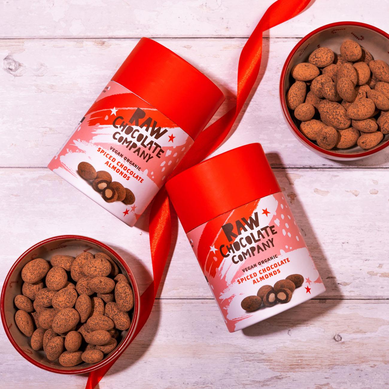 Organic Spiced Chocolate Almonds Gift Tube 180g