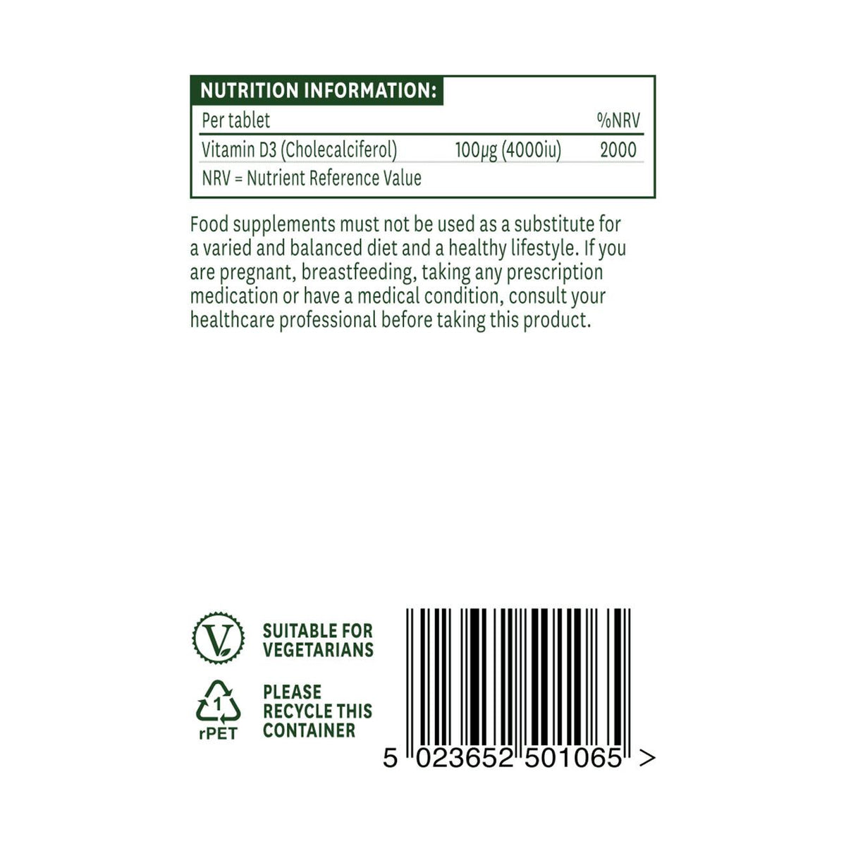 Vitamin D3 4000iu (100ug) Super Strength 60tabs