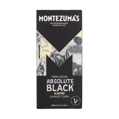 Absolute Black Chocolate 100% Cocoa with Almonds 90g - Montezumas Chocolate - Chocolate Bar - Montezumas Chocolate