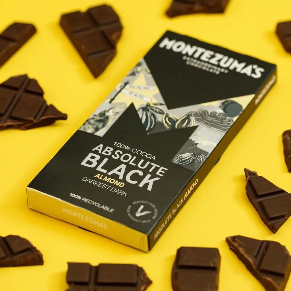 Absolute Black Chocolate 100% Cocoa with Almonds 90g - Montezumas Chocolate - Chocolate Bar - Montezumas Chocolate